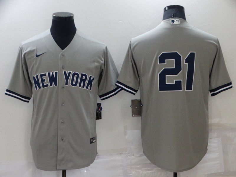 Men New York Yankees 21 No Name Grey Game Nike 2022 MLB Jersey